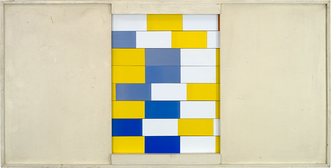 Horst Rave: Schiebebild 8Streifen weiÃ gelb blau
